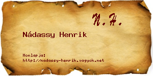 Nádassy Henrik névjegykártya