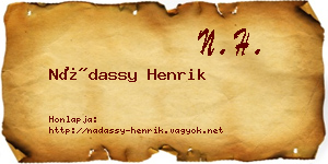 Nádassy Henrik névjegykártya
